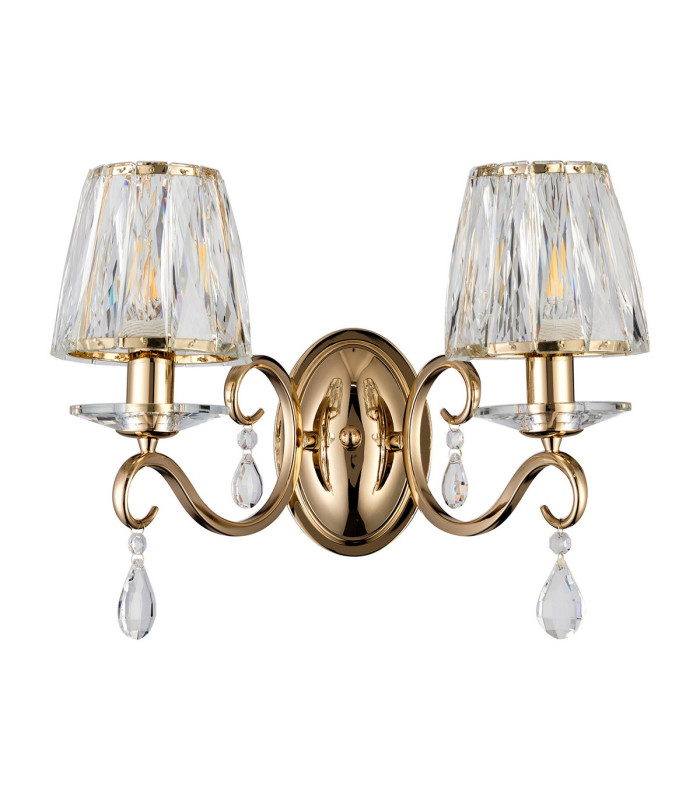 Bush Wall Lamp 2 Light E14 French Gold/Clear Crystal Shade (A)-4