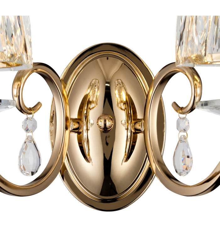 Bush Wall Lamp 2 Light E14 French Gold/Clear Crystal Shade (A)-5