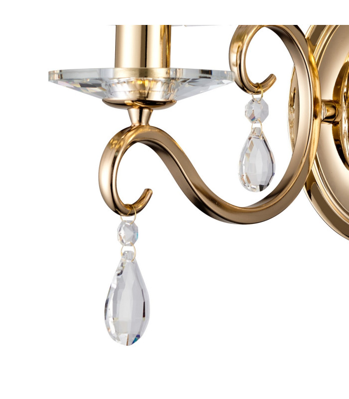 Bush Wall Lamp 2 Light E14 French Gold/Clear Crystal Shade (A)-6