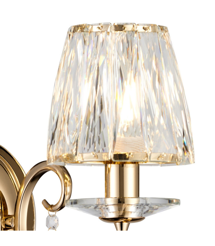 Bush Wall Lamp 2 Light E14 French Gold/Clear Crystal Shade (A)-7