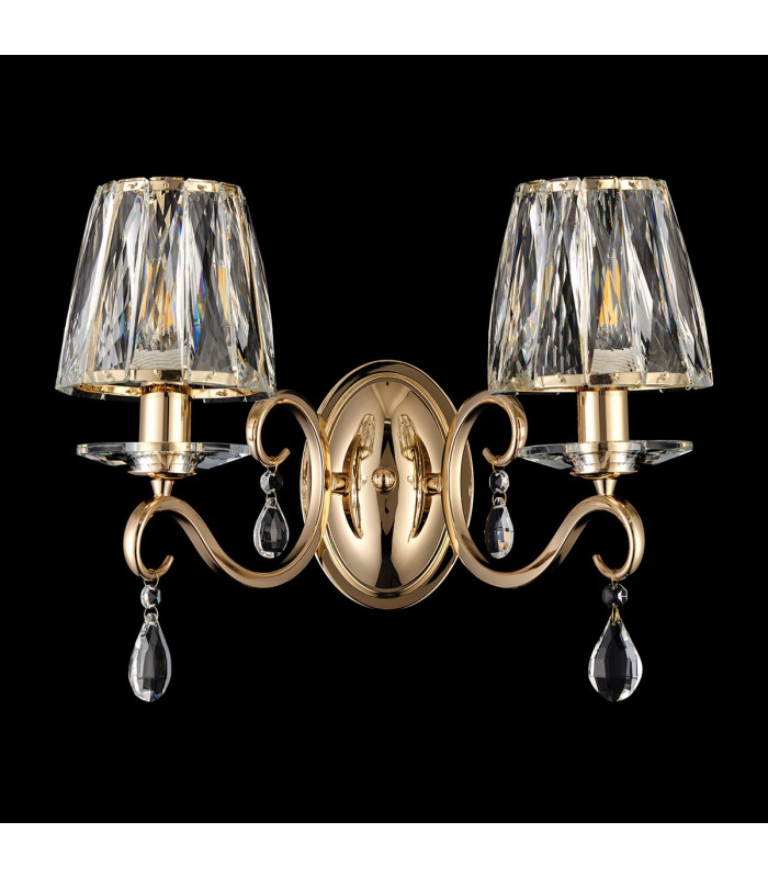 Bush Wall Lamp 2 Light E14 French Gold/Clear Crystal Shade (A)-8