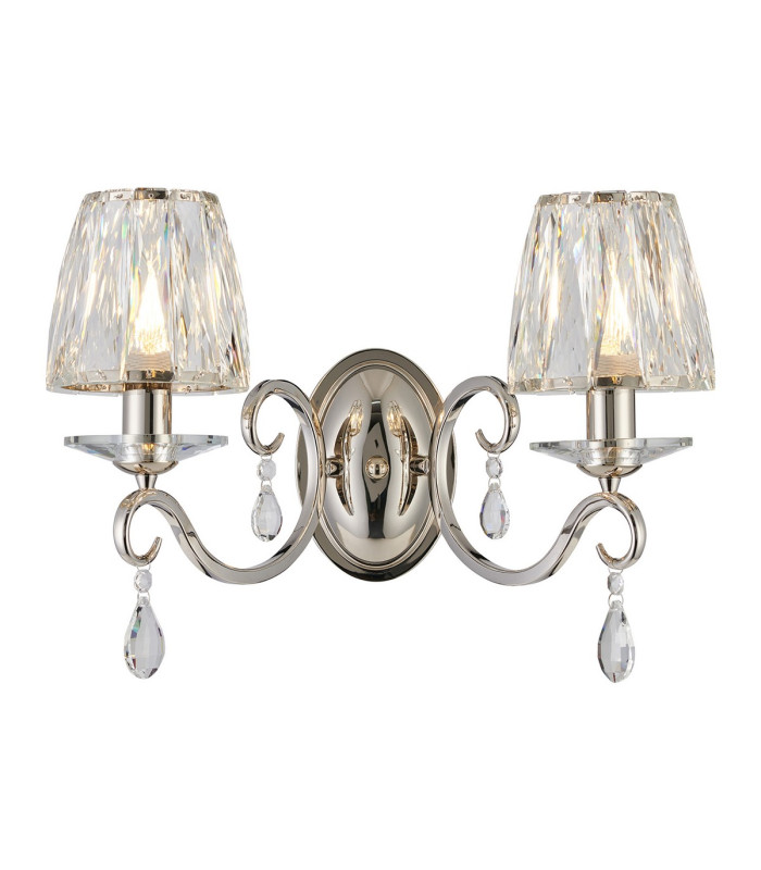 Bush Wall Lamp 2 Light E14 Polished Nickel/Clear Crystal Shade (A)-1
