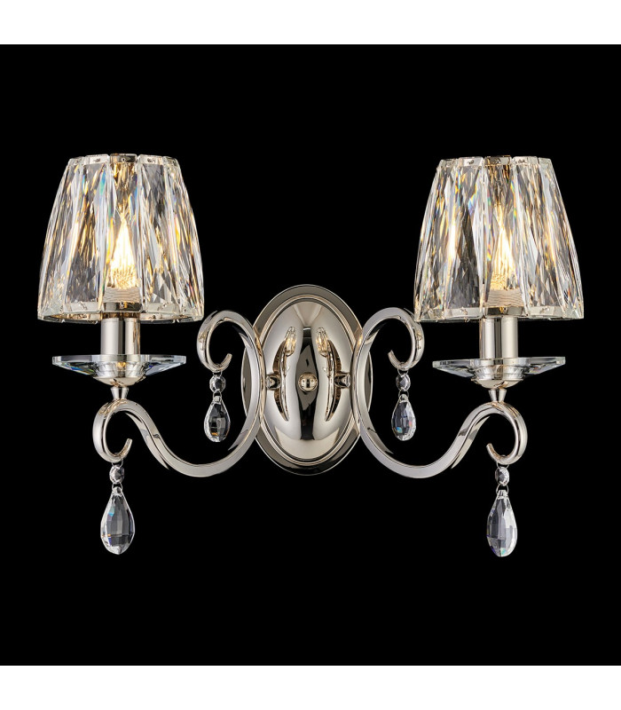 Bush Wall Lamp 2 Light E14 Polished Nickel/Clear Crystal Shade (A)-3
