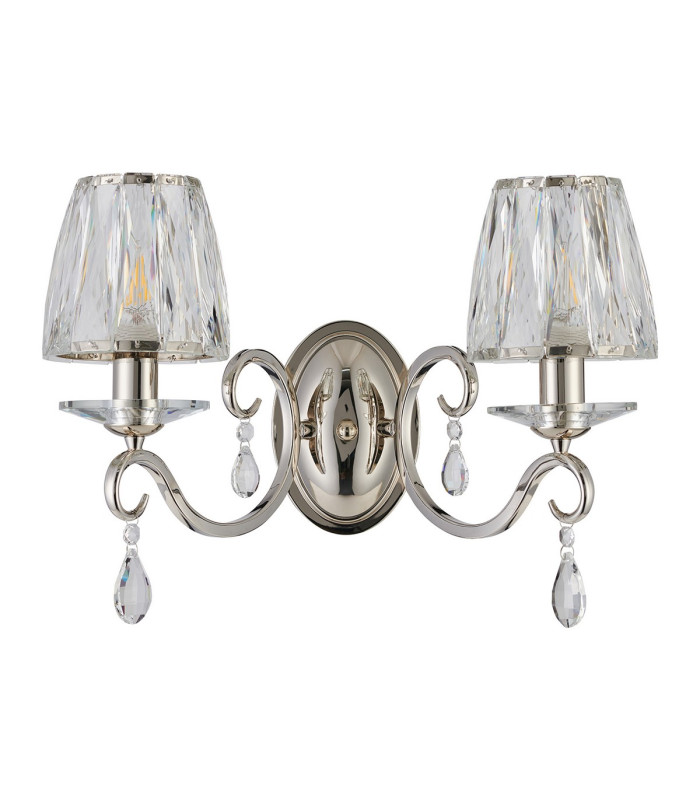 Bush Wall Lamp 2 Light E14 Polished Nickel/Clear Crystal Shade (A)-4
