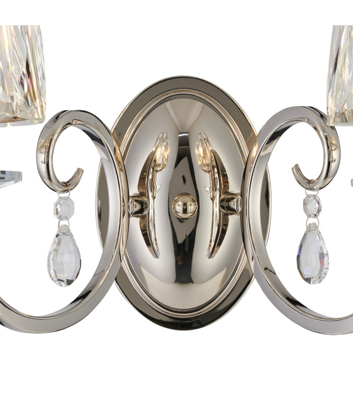 Bush Wall Lamp 2 Light E14 Polished Nickel/Clear Crystal Shade (A)-5