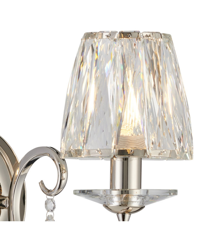 Bush Wall Lamp 2 Light E14 Polished Nickel/Clear Crystal Shade (A)-7