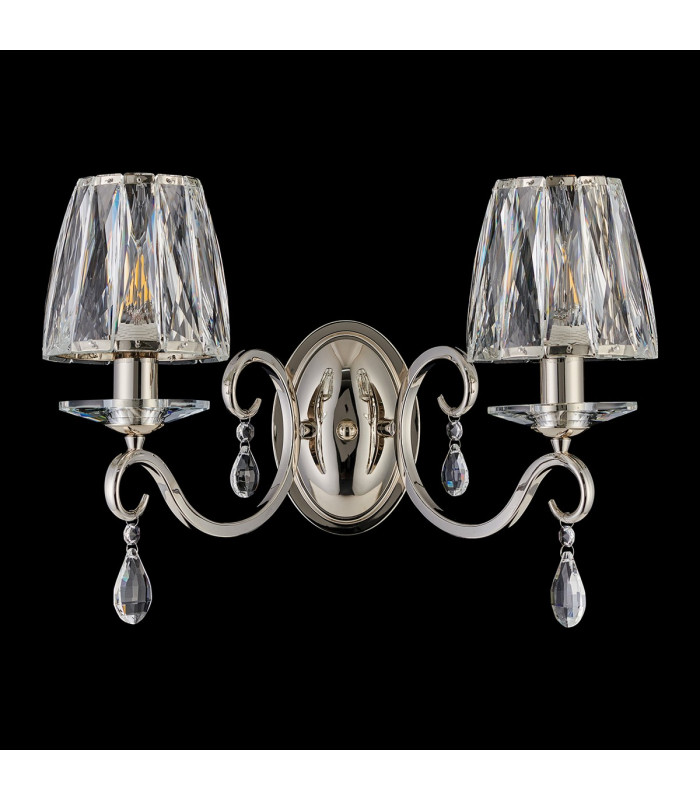 Bush Wall Lamp 2 Light E14 Polished Nickel/Clear Crystal Shade (A)-8