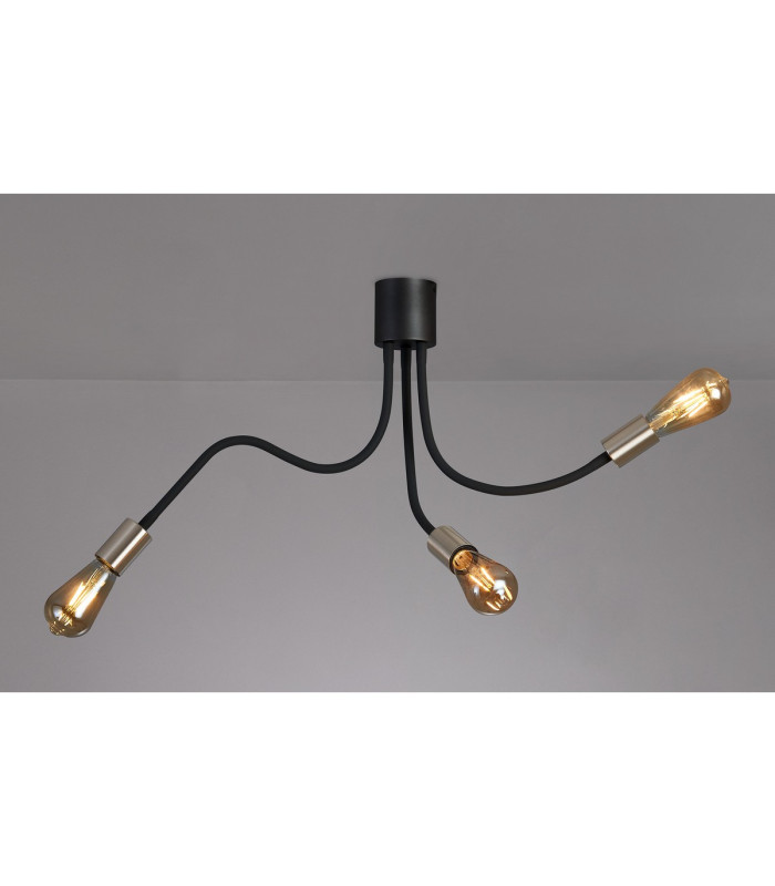 Benton Flexible Ceiling 3 Light E27 Dark Grey/Satin Nickel-3