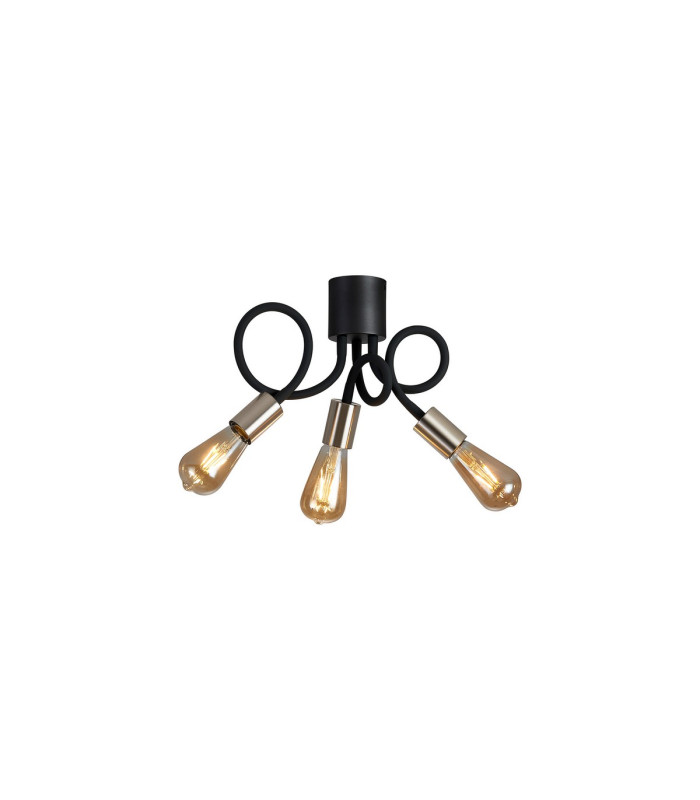 Benton Flexible Ceiling 3 Light E27 Dark Grey/Satin Nickel-6
