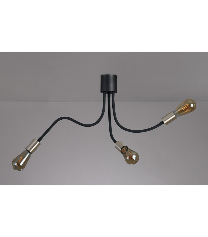 Benton Flexible Ceiling 3 Light E27 Dark Grey/Satin Nickel-11