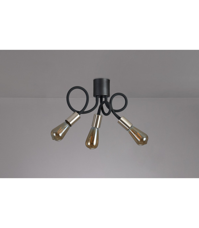 Benton Flexible Ceiling 3 Light E27 Dark Grey/Satin Nickel-13