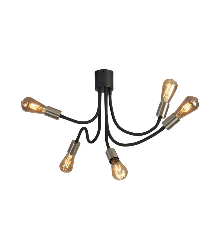 Benton Flexible Ceiling 5 Light E27 Dark Grey/Satin Nickel-1