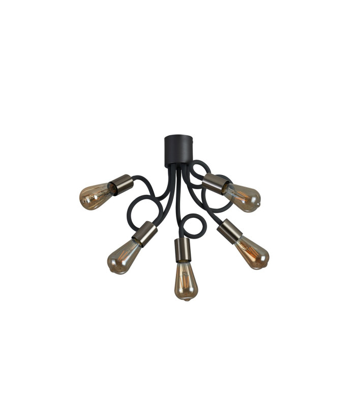 Benton Flexible Ceiling 5 Light E27 Dark Grey/Satin Nickel-11