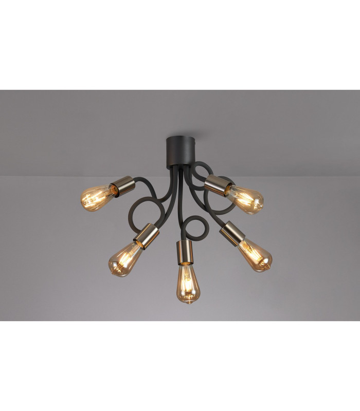 Benton Flexible Ceiling 5 Light E27 Dark Grey/Satin Nickel-13