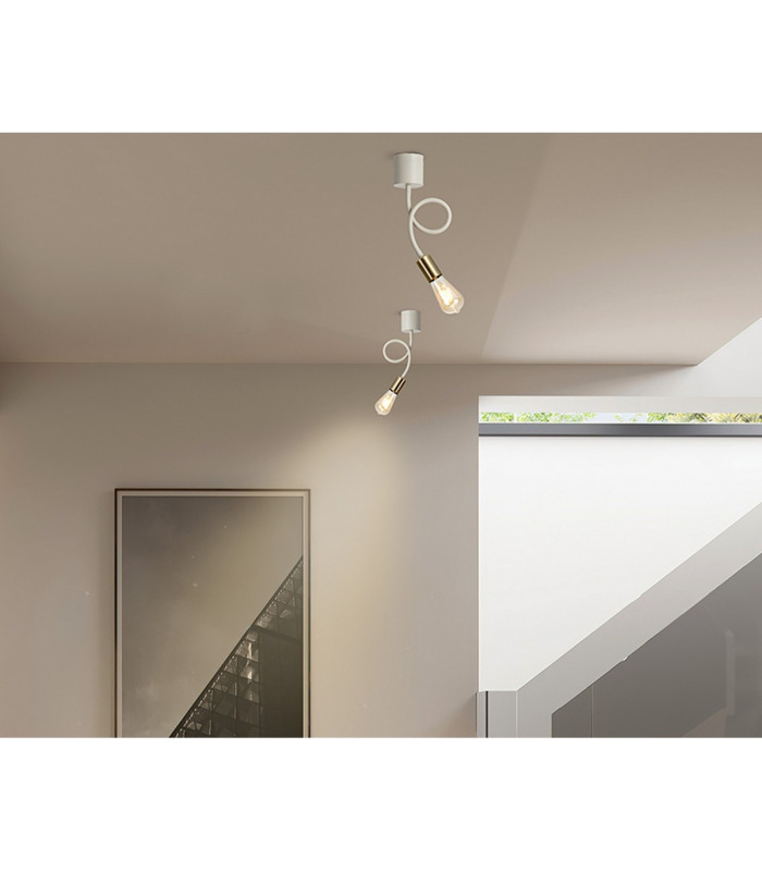 Benton Flexible Ceiling 1 Light E27 Beige/Antique Brass-4