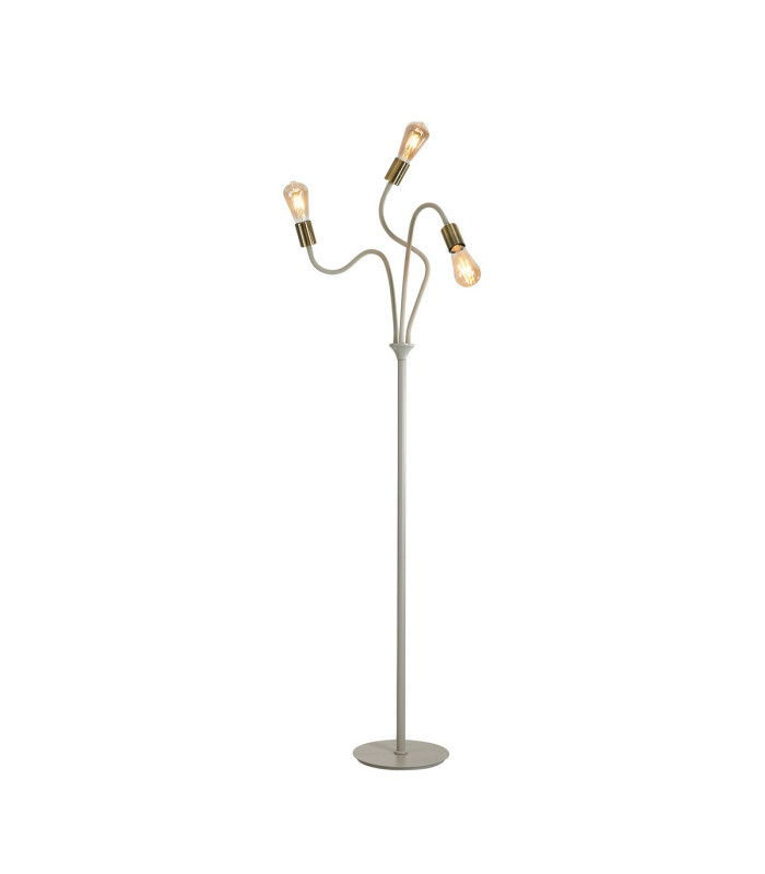Benton Flexible Floor Lamp 3 Light E27 Beige/Antique Brass-1