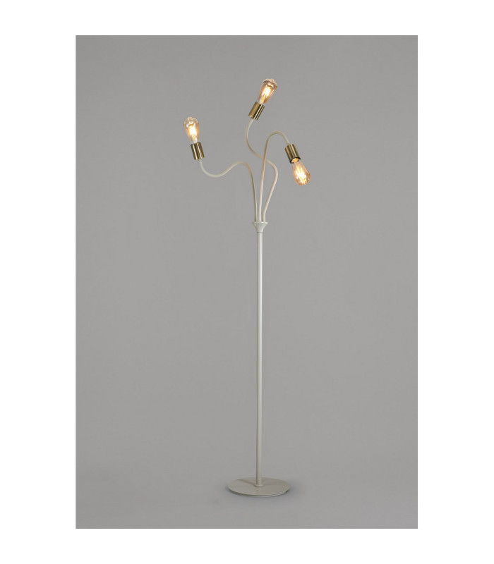 Benton Flexible Floor Lamp 3 Light E27 Beige/Antique Brass-3