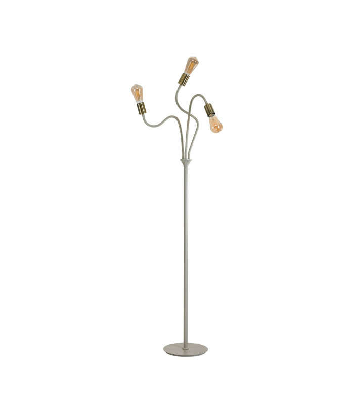 Benton Flexible Floor Lamp 3 Light E27 Beige/Antique Brass-6
