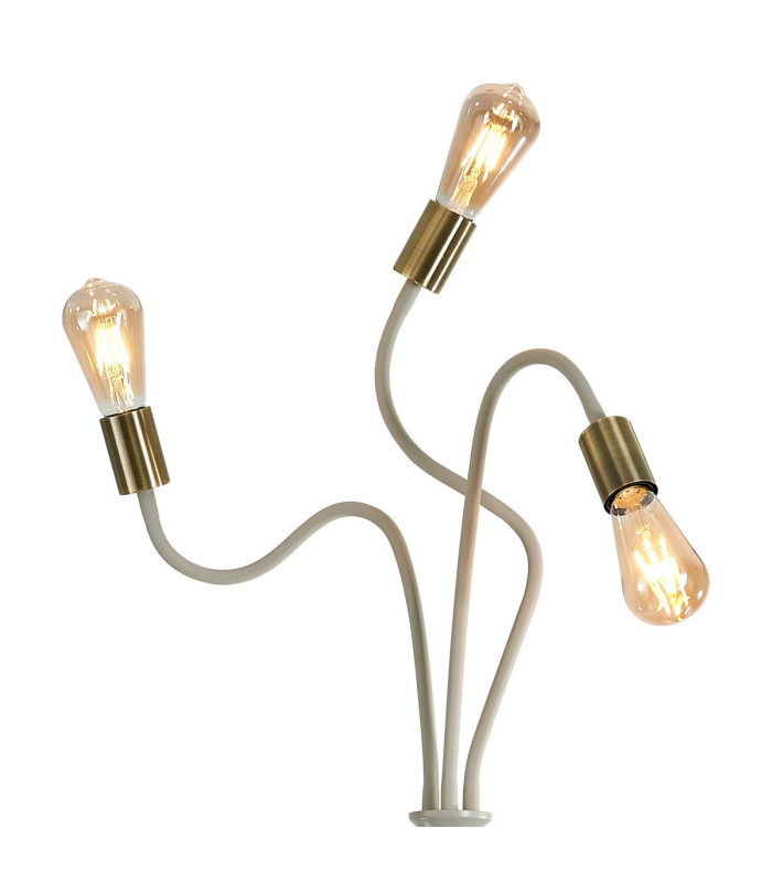 Benton Flexible Floor Lamp 3 Light E27 Beige/Antique Brass-8