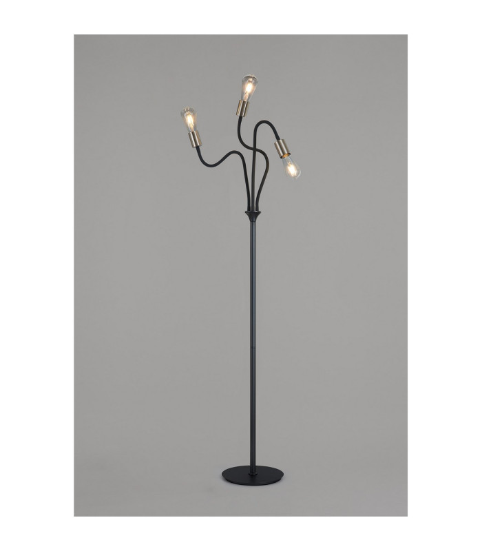 Benton Flexible Floor Lamp 3 Light E27 Dark Grey/Satin Nickel-3