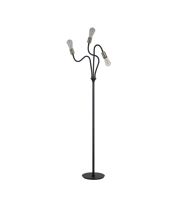 Benton Flexible Floor Lamp 3 Light E27 Dark Grey/Satin Nickel-7