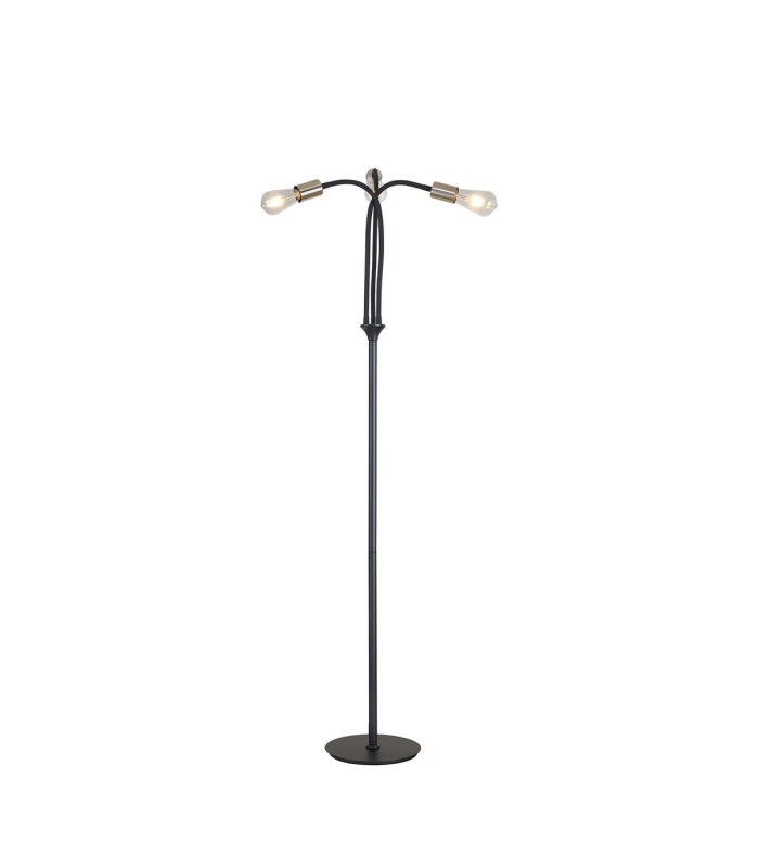 Benton Flexible Floor Lamp 3 Light E27 Dark Grey/Satin Nickel-8