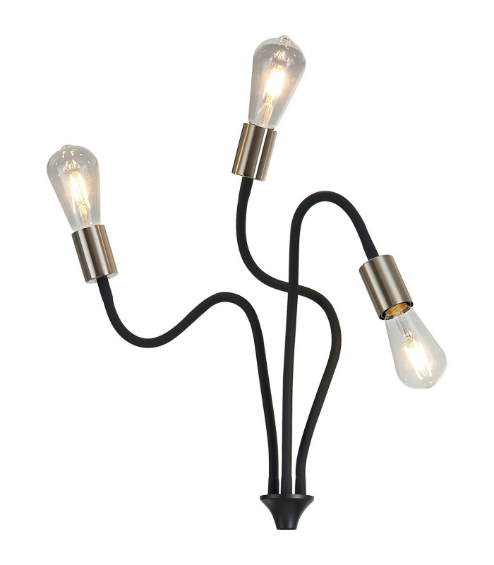 Benton Flexible Floor Lamp 3 Light E27 Dark Grey/Satin Nickel-9