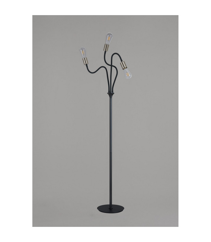 Benton Flexible Floor Lamp 3 Light E27 Dark Grey/Satin Nickel-12