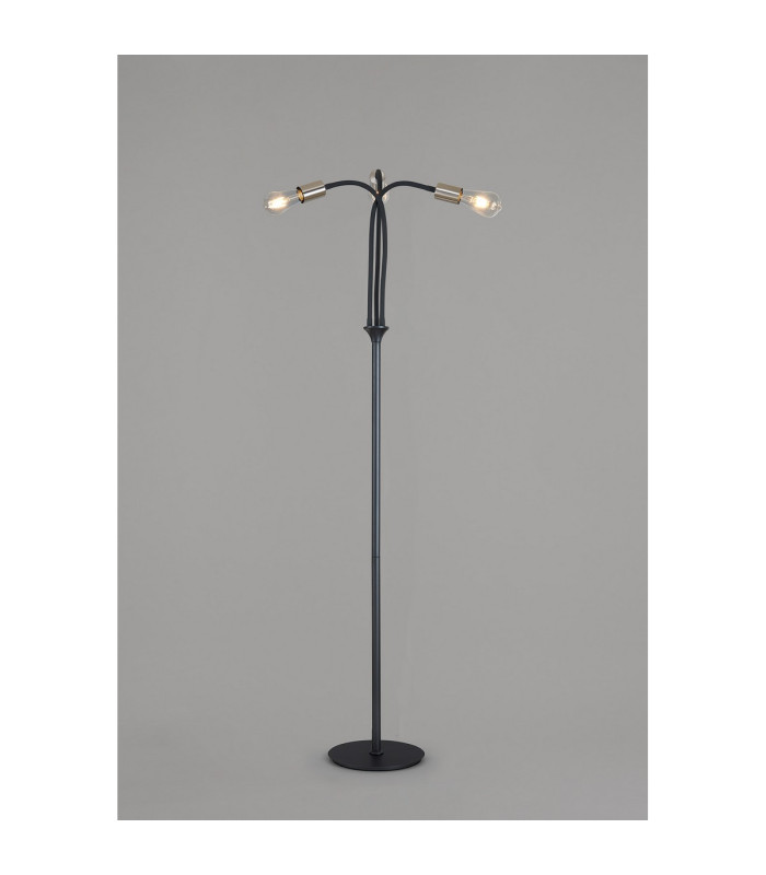 Benton Flexible Floor Lamp 3 Light E27 Dark Grey/Satin Nickel-13