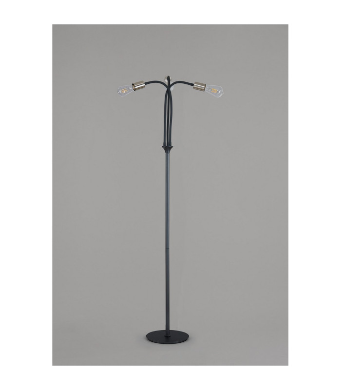 Benton Flexible Floor Lamp 3 Light E27 Dark Grey/Satin Nickel-14