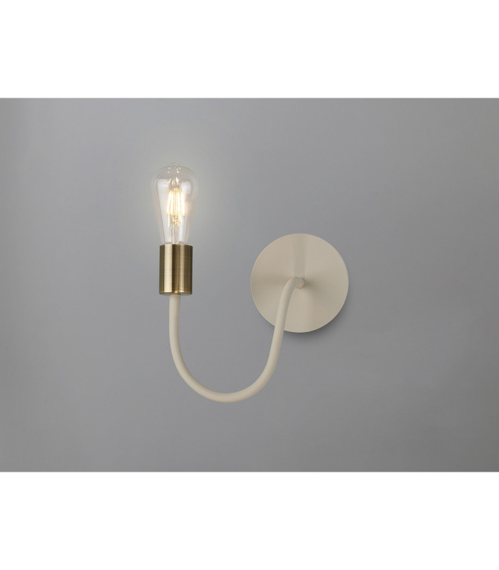 Benton Flexible Switched Wall Lamp 1 Light E27 Beige/Antique Brass-3