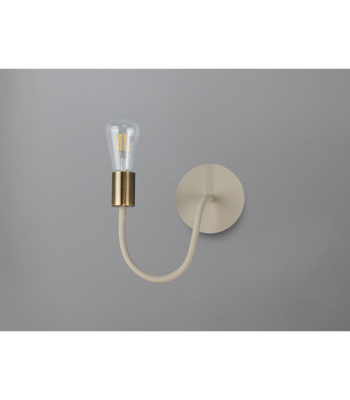 Benton Flexible Switched Wall Lamp 1 Light E27 Beige/Antique Brass-8