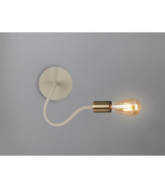 Benton Flexible Switched Wall Lamp 1 Light E27 Beige/Antique Brass-9