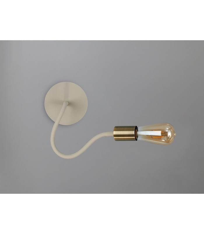 Benton Flexible Switched Wall Lamp 1 Light E27 Beige/Antique Brass-10