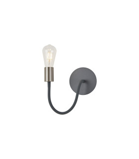 Benton Flexible Switched Wall Lamp 1 Light E27 Dark Grey/Satin Nickel-1