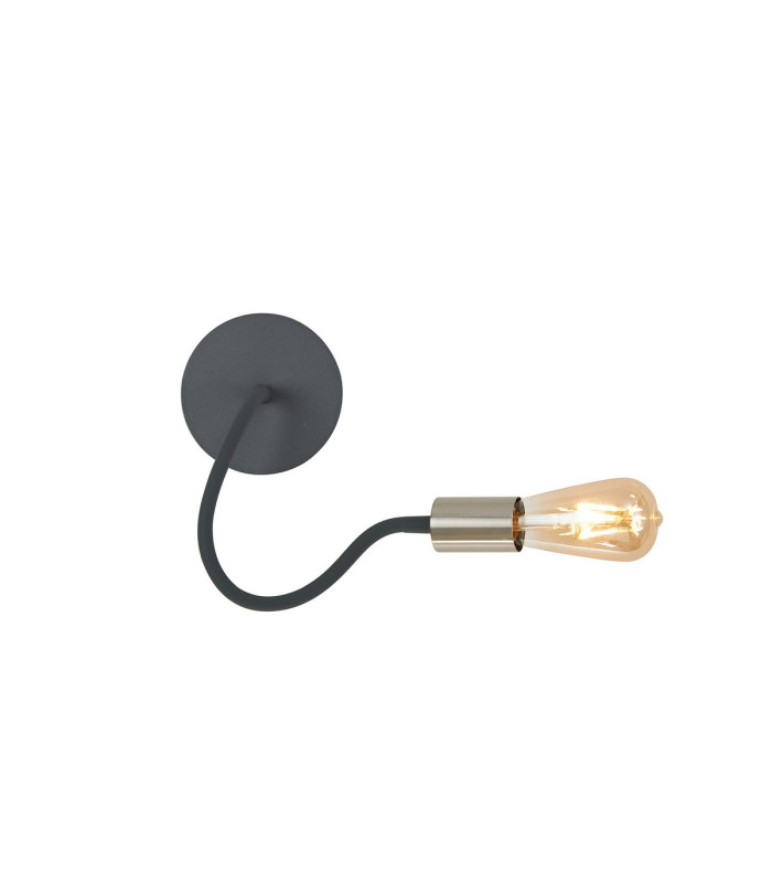 Benton Flexible Switched Wall Lamp 1 Light E27 Dark Grey/Satin Nickel-7