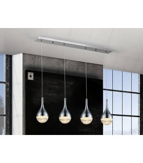 Integrated LED Crystal Bar Ceiling Pendant Chrome Bubble Effect - 1
