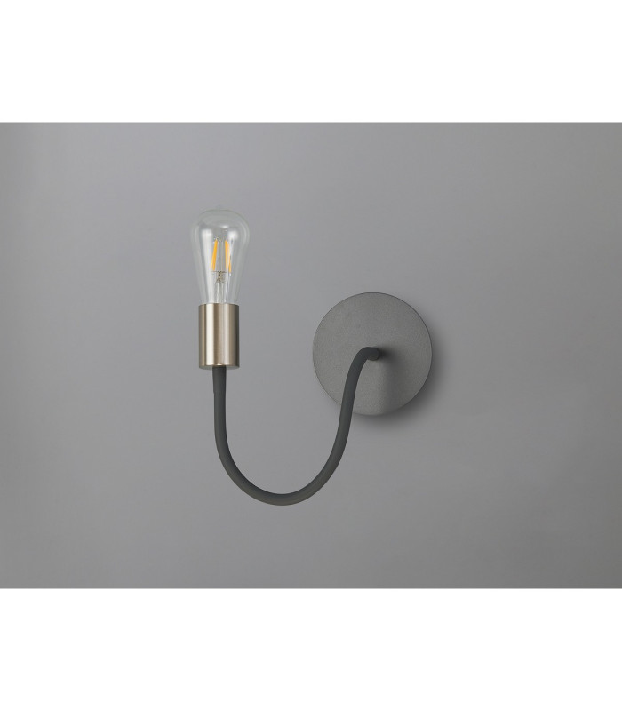 Benton Flexible Switched Wall Lamp 1 Light E27 Dark Grey/Satin Nickel-10