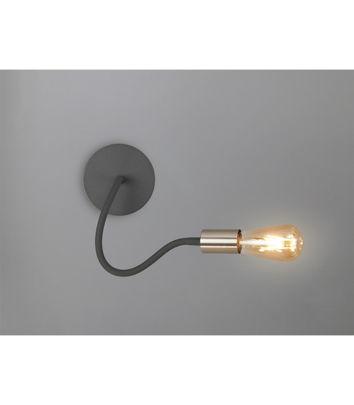 Benton Flexible Switched Wall Lamp 1 Light E27 Dark Grey/Satin Nickel-11