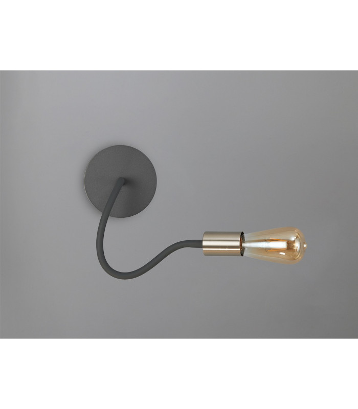 Benton Flexible Switched Wall Lamp 1 Light E27 Dark Grey/Satin Nickel-12