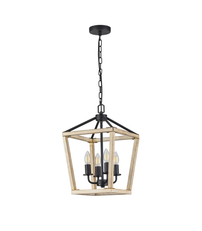 Stamford Pendant 4 Light E14 Wood Effect/Black-4