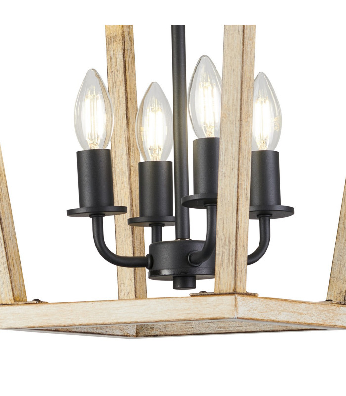Stamford Pendant 4 Light E14 Wood Effect/Black-7