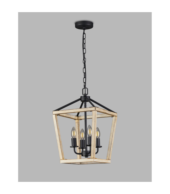 Stamford Pendant 4 Light E14 Wood Effect/Black-8
