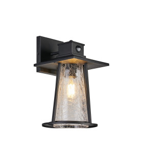 Batavia Cone Wall Lamp PIR Sensor 1 x E27 IP44 Black/Clear -1