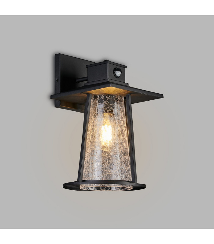 Batavia Cone Wall Lamp PIR Sensor 1 x E27 IP44 Black/Clear -3