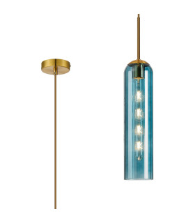 Clarkson 10cm Single Pendant 1 Light Adjustable E27 Brass Gold / Blue-1