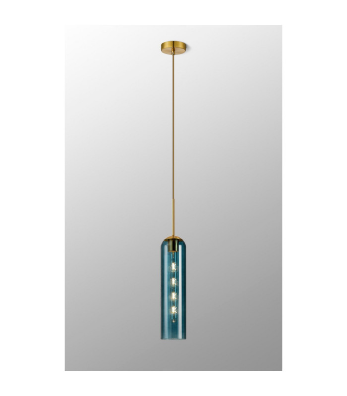 Clarkson 10cm Single Pendant 1 Light Adjustable E27 Brass Gold / Blue-3