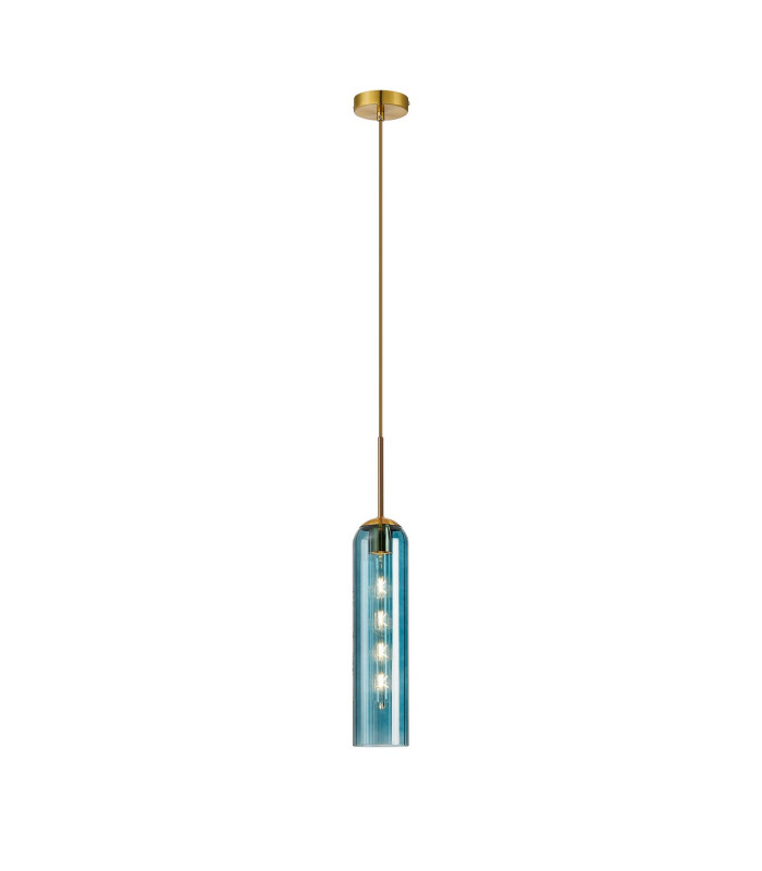 Clarkson 10cm Single Pendant 1 Light Adjustable E27 Brass Gold / Blue-4