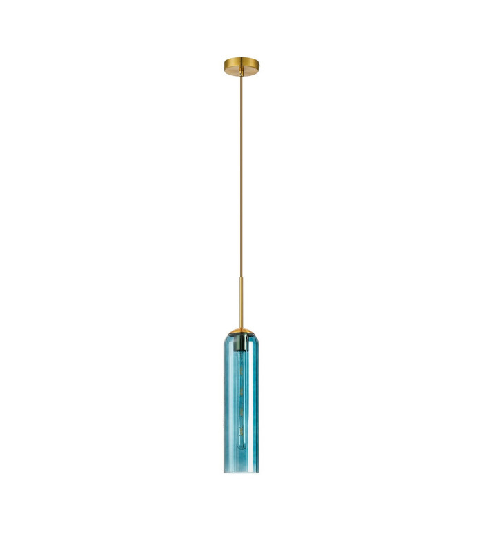Clarkson 10cm Single Pendant 1 Light Adjustable E27 Brass Gold / Blue-5