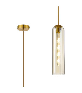 Clarkson 10cm Single Pendant 1 Light Adjustable E27 Brass Gold / Cognac-1